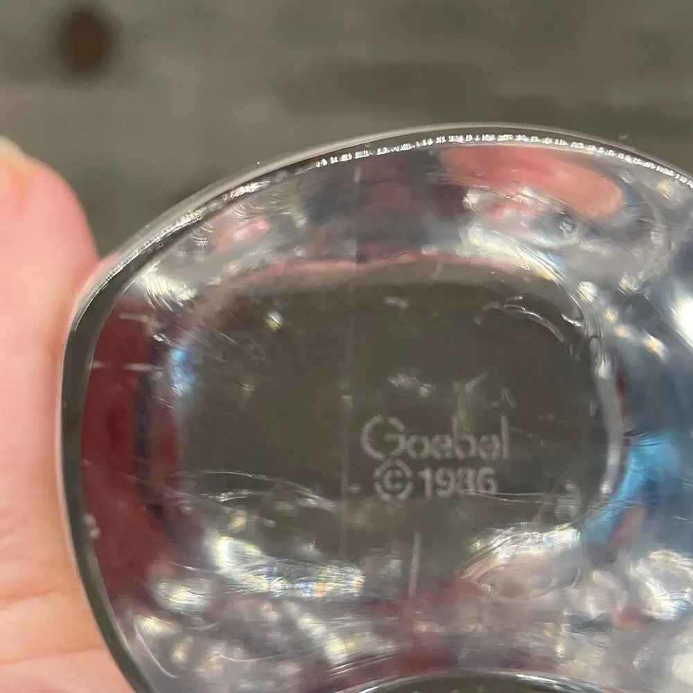 Vintage Goebel 1936 Clear Glass Owl Figurine - Signed Art Glass Paperweight
